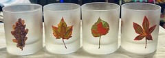 RARE CLASSIC Autumn Leaf Strawberry Frosted 10oz Glass Tumblers Set Of 4