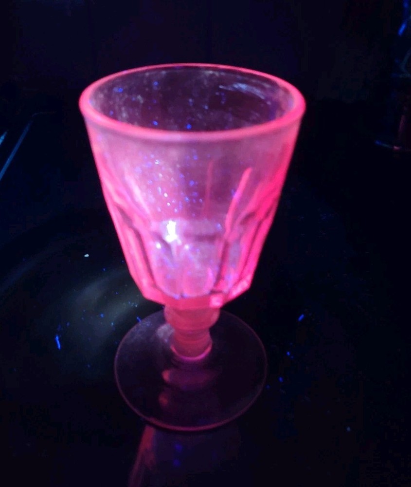 Vintage Selenium Fostoria PEACH Pink Water Goblet Glass 6″ Tall