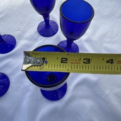 Set of (5) Hand Blown Cobalt Blue Holds 3 Oz Goblets Glasses 6″ X 2 1/2″ Wine