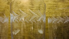 Vintage Set Of 4 Fostoria Holly Pattern Clear Etched Crystal Stemmed Goblets 6″