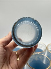 Vintage Jeanette Wedgwood Blue Hellenic Glasses Set of 6 Height 4” Juice Bar