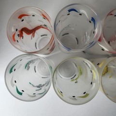 Vintage 1950’s Libbey Circus Carousel Frosted drinking glasses/highball gl set 8
