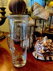 Very Pretty Elegant Slender Tumble Up Clear Glass Hand Blown 8.5” Tall