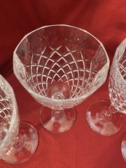 3 – Cristal D’Arques DAUPHINE Wine Glass Paneled Diamond Cut 7-1/4”Tall ELEGANT