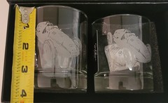 Selbrae House 2 Glass Tumbler Vintage Racecar Gift Set Bar Ware Racing Scotland