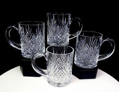 Cristal D’Arques Durand Crystal Masquerade Clear 10oz 4 Pc 3 7/8″ Mugs 1997-2008