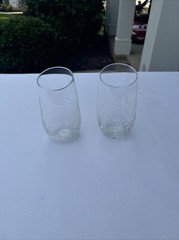 2 – Pier 1 One Slanted Rim Crackle Glass Tumblers 6″