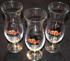 Hard Rock Set Of Three Hurricane Glasses Hollywood FL – New York – Atlantic City