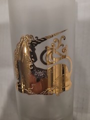 Vtg Culver Unicorn Frosted Highball Bar Tumblers 22K Gold Glasses 4