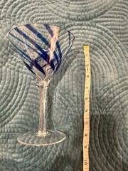 Gorgeous Martini Glasses W Blue Criss Cross Lines – 4