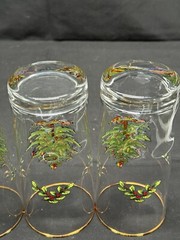 Spode Christmas Tree 12 oz Glass Clear with Gold Trim Highball 6.25″ Tall