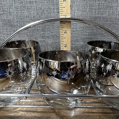 Set Lot 6 1960s Vitreon Queen Silver Fade Lusterware Roly Poly Glasses Ombre