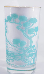 VTG Bartlett-Collins (5) Tumblers Ming Bonsai Trees, Pagodas, Rickshaws Pastel