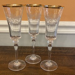 Mikasa Antique Lace Fluted Champagne Goblets Set Of 3 Middle Floral