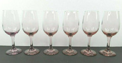 6 Libbey Premiere Pink Water Goblets Set Vintage Elegant Stemware Plum Glass Lot
