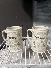 2007 Belleek Shamrock Porcelain Beer Mugs Himself Herself Ireland Irish Gift Cup