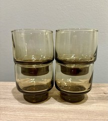 Set of 4 VTG Set Libbey Tawny Accent 4oz 2.5″ Juice Drink Glasses