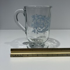 Vtg Libbey Snowflake Swirl Footed Glass Mug Blue & White on Clear | Replacement
