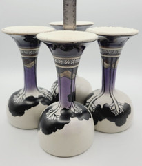 Antique Art Deco Style Stoneware Wine Goblets, Hand Made & Hand Painted