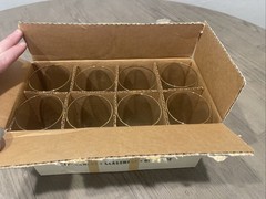 🎄​8 VTG CUTHBERTSON Christmas Tree 12 oz Tumblers Glasses, Gold Rim, 5.5″​ BOX