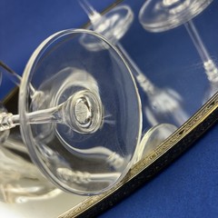 Mikasa Sonata Set/4 Gold Rim Crystal Wine Glasses Goblets 8.25” Mint