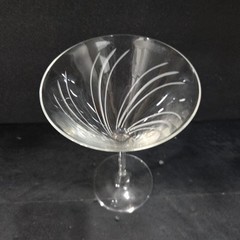 Etched Swirl Martini Glass, Clear Pressed Cocktail Stemware, Mid Century Barware