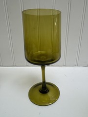 Vintage MCM Olive Green Stemmed Wine Glasses Set of 5
