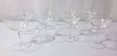 8 Crystal glasses etched bamboo leaves Wine glasses multi side stem