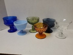 6) Vintage Sherbet Crystal & Glass Champagne Wine Stemware