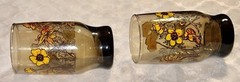 VINTAGE FLORAL Brown Yellow and Orange Juice Glass Set of 2