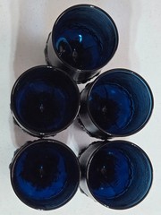 Set of 5 MCM Madeira Dark Blue Glass Goblets by FRANCISCAN Tiffin ~5.5 inches~