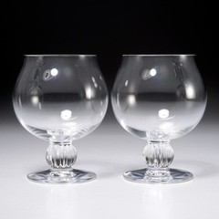 Lalique Alger Cognac Brandy Snifter Glass Pair 4.75″h