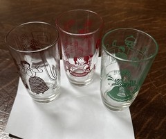 3 Vintage MCM Swanky Swigs Kraft Cheese Juice Glasses 3.75” Bustling Betsy *Chip