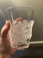 Lalique France Chene Frosted Oak Leaf Double Old Fashion 4.5” Signed