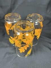 Vintage Set 3 Libbey Glass Tumbler Yellow/Orange Dandelion Design 5.5″x2.75