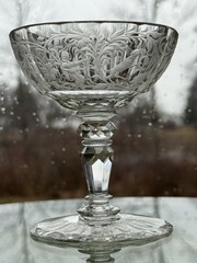 Fine Lobmeyr Cut and Engraved Champagne Coupe, Circa 1900 Classical Scenes