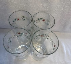 Pfaltzgraff Winterberry 16 oz Tall Clear Glasses Tumblers 6.25″ Tall Set of 4
