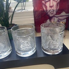 One (1) Ralph Lauren Safari Argyle Lion Crest Double Old Fashion Whiskey Glass