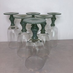 (6) Vintage Isabelle Green Iced Tea Goblets Glasses VILLEROY & BOCH Jade Stamped