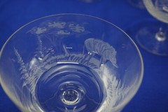 Hunting Wildlife Barware (12) Sherbet or Champagne Glasses, 3 5/8″ Deer Bi (G64)