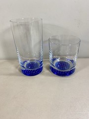 American Atelier Blue Bubble Base Highball & Old Fashioned 10 oz. & 13 oz. Glass