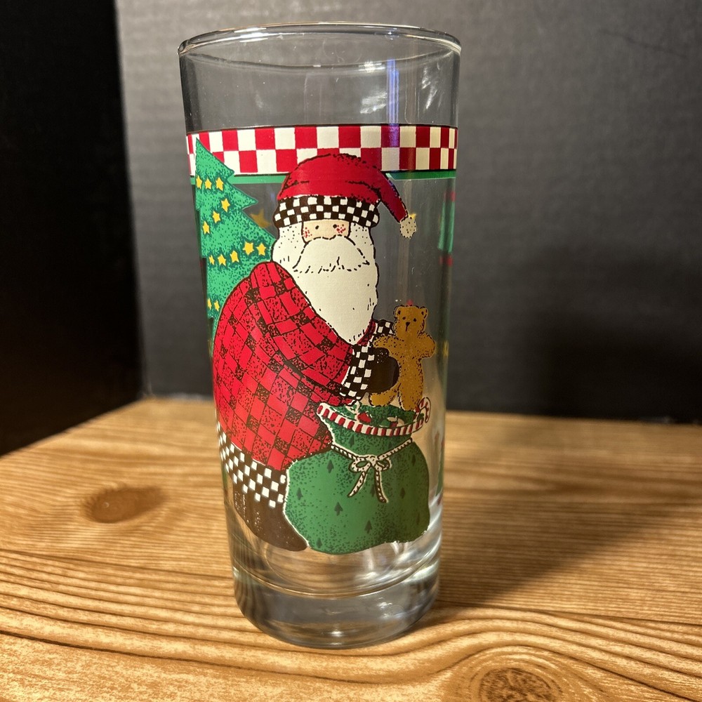 DEBBIE MUMM WOODLAND SANTA TUMBLER Drinking Glass Christmas 16 OZ