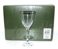 Christofle Crystal KAWALI, Platinum Wavy Stem Water Goblet, 8 1/8″ SET OF 6 NIB