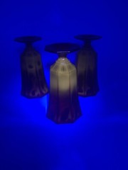 MCM Octagonal Ruby Amber Yellow Cadmium Orange Gothic Viking Water Goblets Set