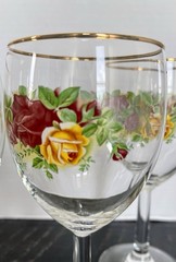 4 Royal Albert Old Country Roses Wine Glasses All Purpose Goblets 7 1/4″