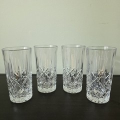 Marquis By Waterford Crystal Highball Glasses Set of 4 Signed 6” Tall