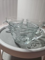 3 Mid-Century Jeanette Glass Punch Cups Embossed Apple Grape Pear 1960’s