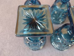 Vintage Blue Glass Square Foot Apertif Glasses – Set of 6