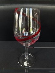 Pier 1 Swirl Line, Red Water Goblet Set Of (4) Mouth Blown Glass Discontinued