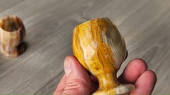 Set of 6 Natural Onyx Stone Goblets Hand Carved Wine Cups Marble Chalices 831g